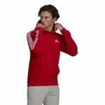 Ανδρικό Φούτερ με Κουκούλα Adidas Essentials Fleece 3 Stripes Κόκκινο