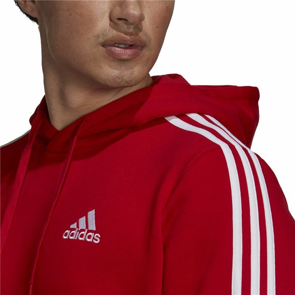 Ανδρικό Φούτερ με Κουκούλα Adidas Essentials Fleece 3 Stripes Κόκκινο