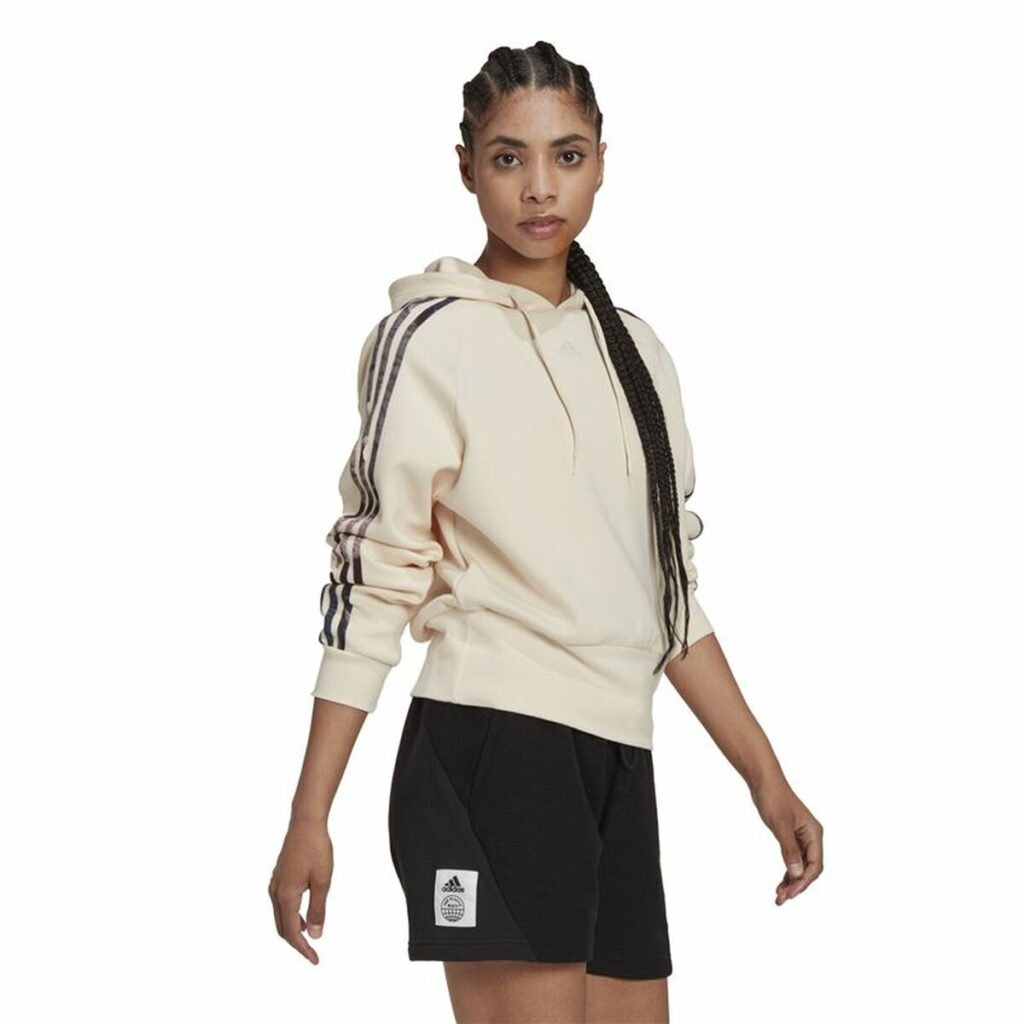 Γυναικείο Φούτερ με Κουκούλα Adidas AllOver Print Μπεζ