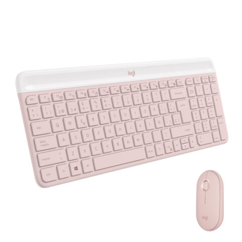 Πληκτρολόγιο και Ποντίκι Logitech MK470 Slim Combo Ροζ Πληκτρολόγιο Qwerty