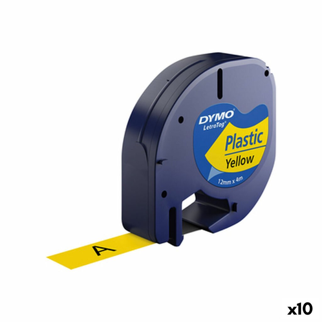 Πλαστικοποιημένη Ταινία για Στυλό Dymo 91202 12 mm LetraTag® Μαύρο Κίτρινο (x10)