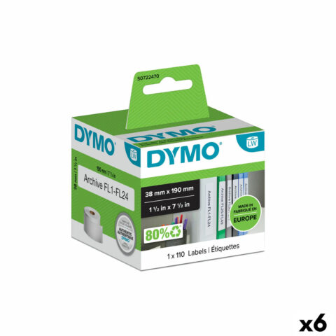 Ρολό Ετικετών Dymo 38 x 190 mm LabelWriter™ Λευκό (x6)