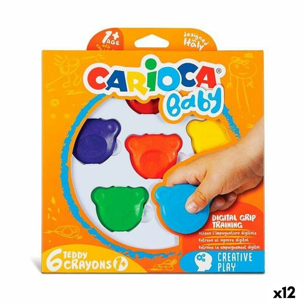 Χρωματιστά κεριά Carioca Teddy 6 Τεμάχια Πολύχρωμο (12 Μονάδες)