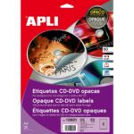 Κόλλες/Ετικέτες Apli 10601 Κυκλικό CD/DVD Λευκό 25 Φύλλα Ø 117 mm