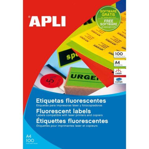 Κόλλες/Ετικέτες Apli Fluor Πορτοκαλί 100 Φύλλα 64 x 33
