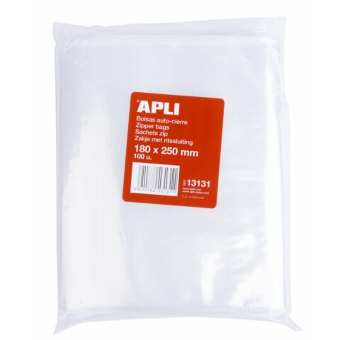 Τσάντες Apli Αυτο-κλείσιμο Πλαστική ύλη 100 Μονάδες Λευκό Διαφανές Φυσικά 220 x 310 mm