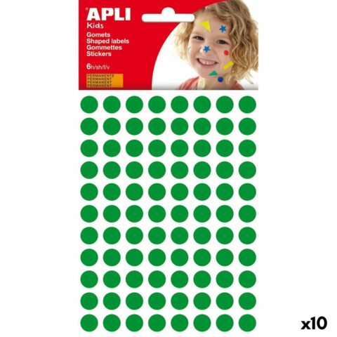 Αυτοκόλλητα Apli Kids Gomets Πράσινο Στρόγγυλο (x10)