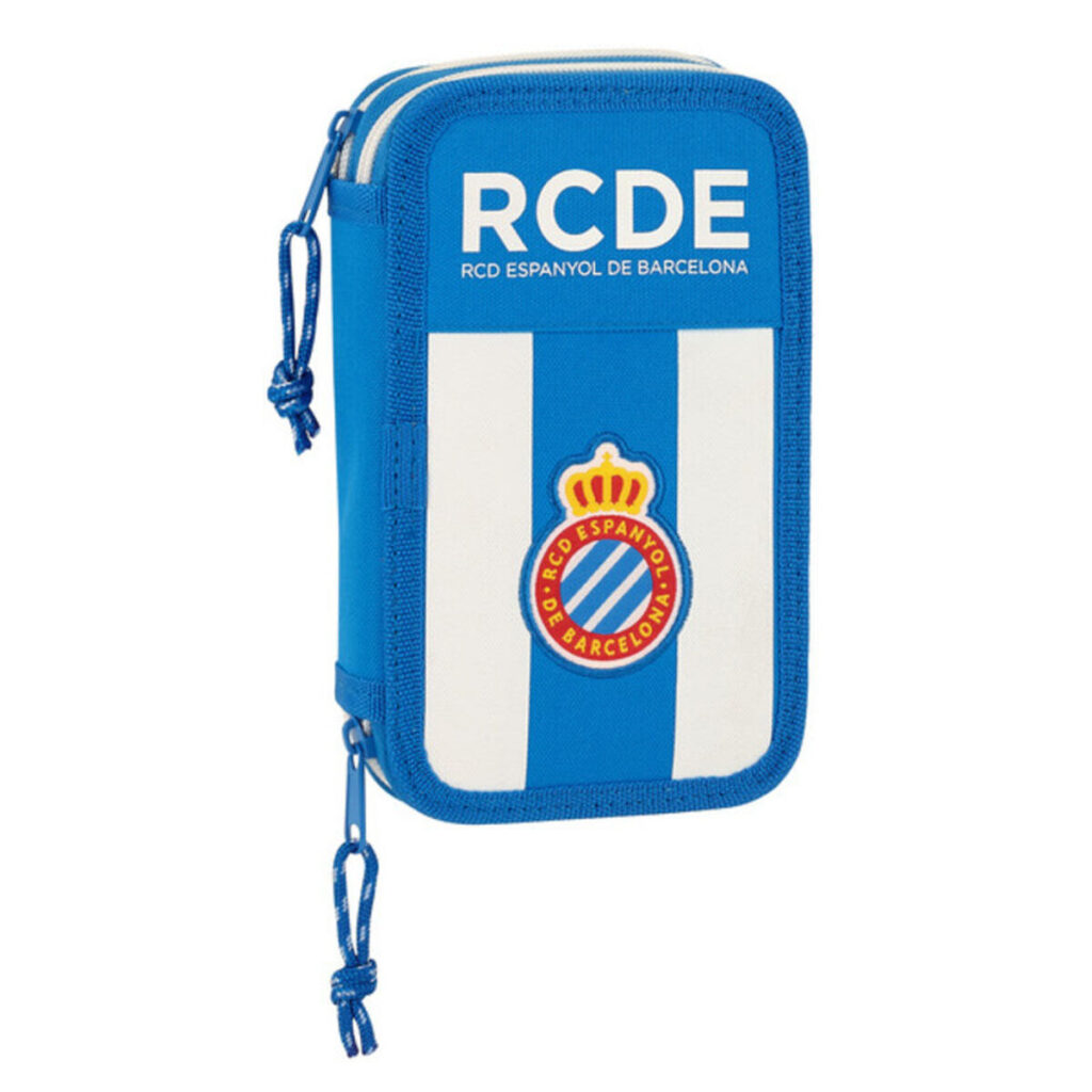 Σακίδιο Πλάτης για τα Μολύβια RCD Espanyol Μπλε Λευκό Αθλητισμός 28 Τεμάχια 12.5 x 19.5 x 4 cm