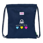 Σχολική Τσάντα με Σχοινιά Benetton Love Ναυτικό Μπλε 35 x 40 x 1 cm