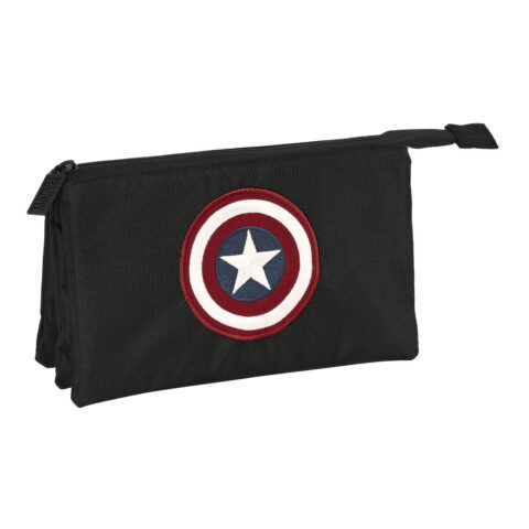 Τριπλή Κασετίνα Capitán América Μαύρο (22 x 12 x 3 cm)