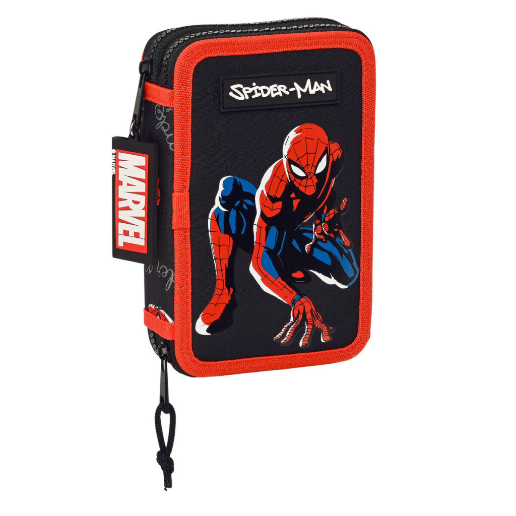 Κασετίνα με Aξεσουάρ Spiderman Hero Μαύρο 12.5 x 19.5 x 4 cm (28 Τεμάχια)