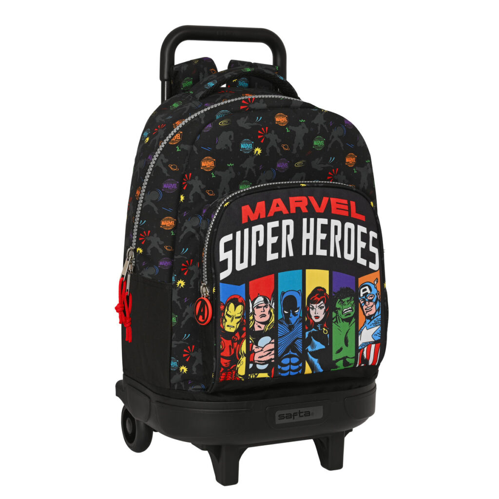 Σχολική Τσάντα με Ρόδες The Avengers Super heroes Μαύρο (33 x 45 x 22 cm)
