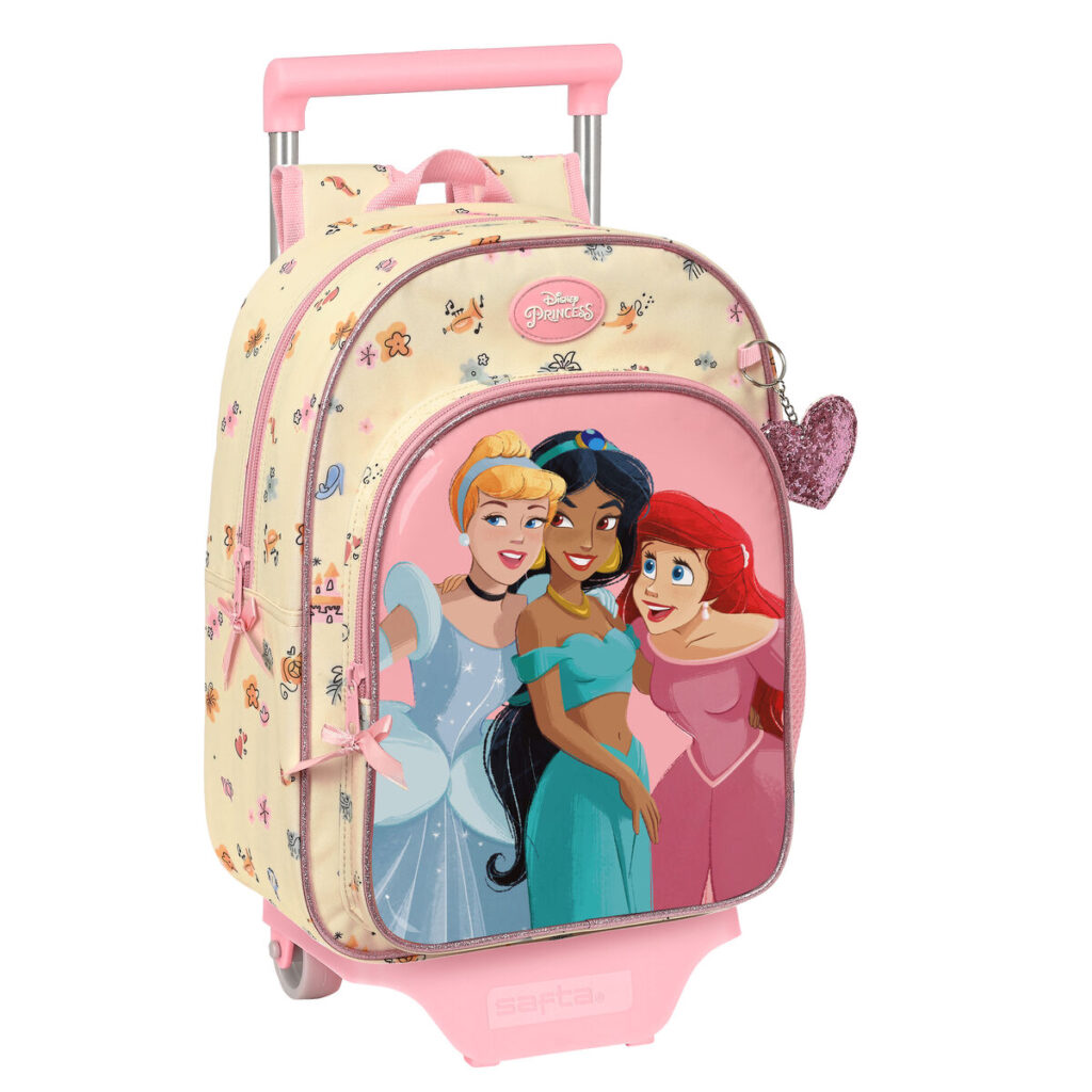 Σχολική Τσάντα με Ρόδες Princesses Disney Magical Μπεζ Ροζ