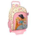 Σχολική Τσάντα με Ρόδες Princesses Disney Magical Μπεζ Ροζ (33 x 42 x 14 cm)