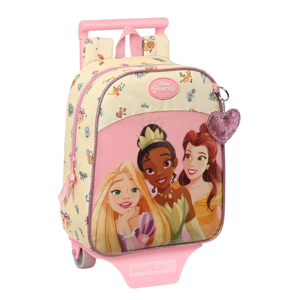 Σχολική Τσάντα με Ρόδες Princesses Disney Magical Μπεζ Ροζ (22 x 27 x 10 cm)