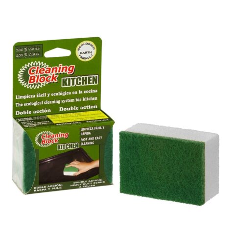 Σφουγγάρι Kουζίνας Cleaning Block Πράσινο Γυαλί (10 x 7 x 4