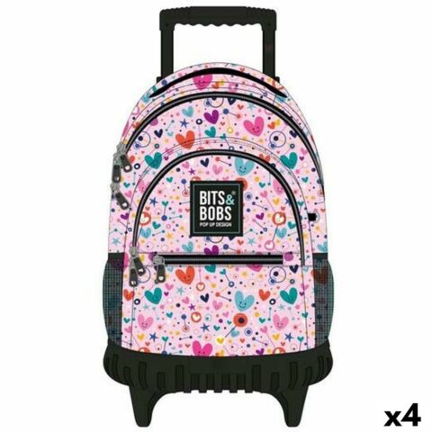Σχολική Τσάντα με Ρόδες Grafoplas B&B23 Hearts Ροζ (4 Μονάδες)