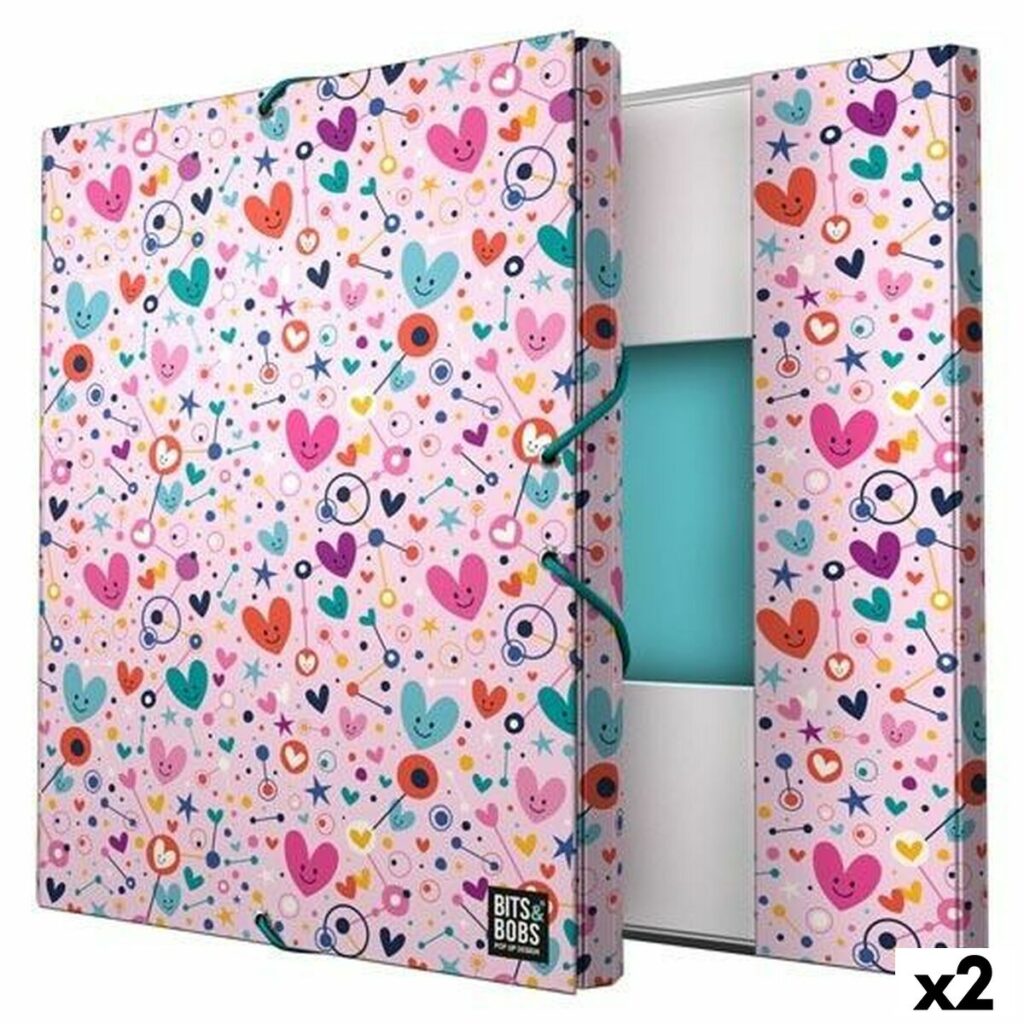 Φάκελος Grafoplas Hearts Ροζ Καουτσούκ Din A4 (x2)