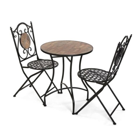 Σετ Τραπέζι με 2 Καρέκλες Versa Irida Μαύρο 60 x 71 x 60 cm