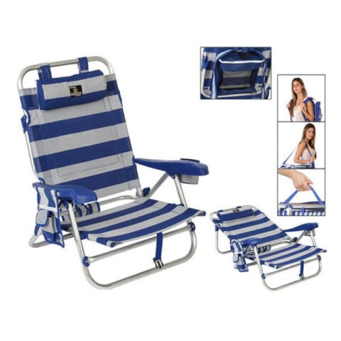 πτυσσόμενη καρέκλα 118451 Αλουμίνιο Λευκό Μπλε (62 X 62 x 23/74 cm)
