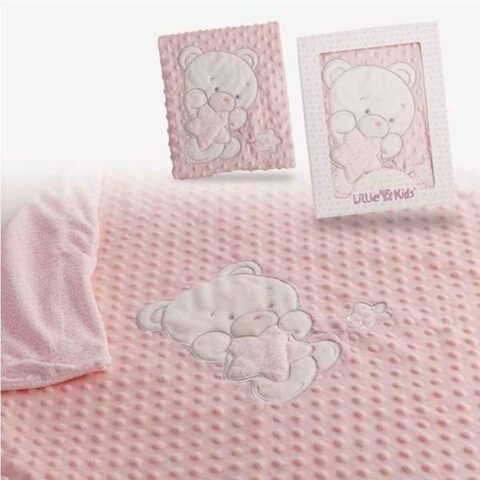 Κουβέρτα για Mωρό Αρκούδα Ροζ Κέντημα Διπλή 100 x 75 cm