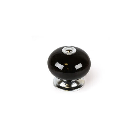 Κουμπί Rei e517 Στρόγγυλο Πορσελάνη Μαύρο Μέταλλο 4 Μονάδες (Ø 40 x 36 mm)