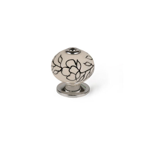 Κουμπί Rei e504 Στρόγγυλο Λευκό Λουλούδι Πορσελάνη Μέταλλο 4 Μονάδες (Ø 40 x 36 mm)
