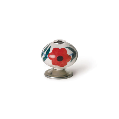 Κουμπί Rei e500 Στρόγγυλο Κόκκινο Λουλούδι Πορσελάνη Μέταλλο 4 Μονάδες (Ø 40 x 36 mm)
