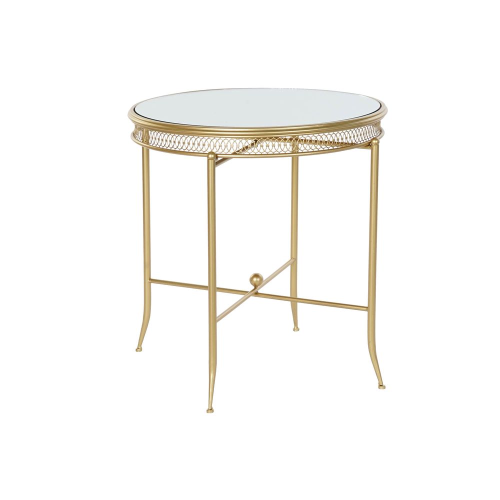 Βοηθητικό Τραπέζι DKD Home Decor 56 x 56 x 56 cm Καθρέφτης Χρυσό Μέταλλο