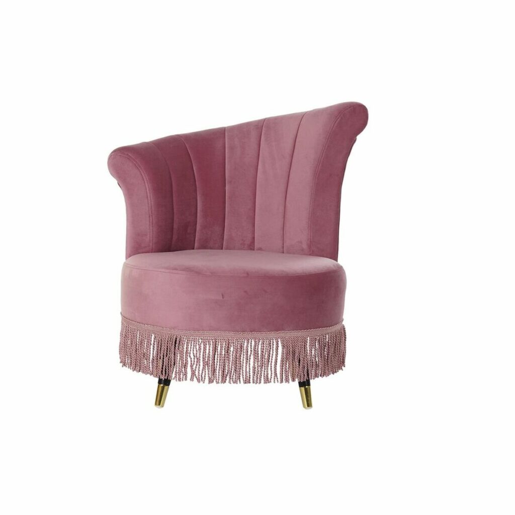 Κάθισμα DKD Home Decor Ροζ Μέταλλο Σφουγγάρι Ξύλο MDF 77 x 63 x 85 cm
