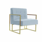 Πολυθρόνα DKD Home Decor Χρυσό Sky μπλε Μέταλλο Πλαστική ύλη Βελούδο 67 x 70 x 76 cm