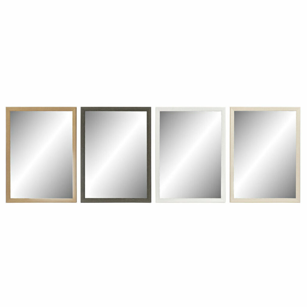 Τοίχο καθρέφτη DKD Home Decor 56 x 2 x 76 cm Κρυστάλλινο Φυσικό Γκρι Καφέ Λευκό πολυστερίνη (4 Τεμάχια)