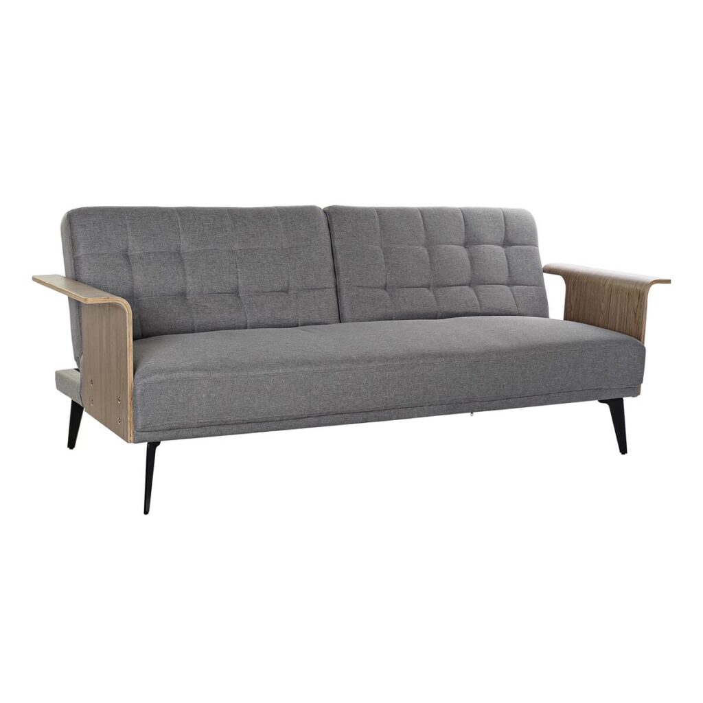 Καναπές-Κρεβάτι DKD Home Decor 203 x 87 x 81 cm Γκρι Μέταλλο Καφέ
