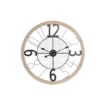 Ρολόι Τοίχου DKD Home Decor Φυσικό Μαύρο MDF Σίδερο (70 x 4 x 70 cm)