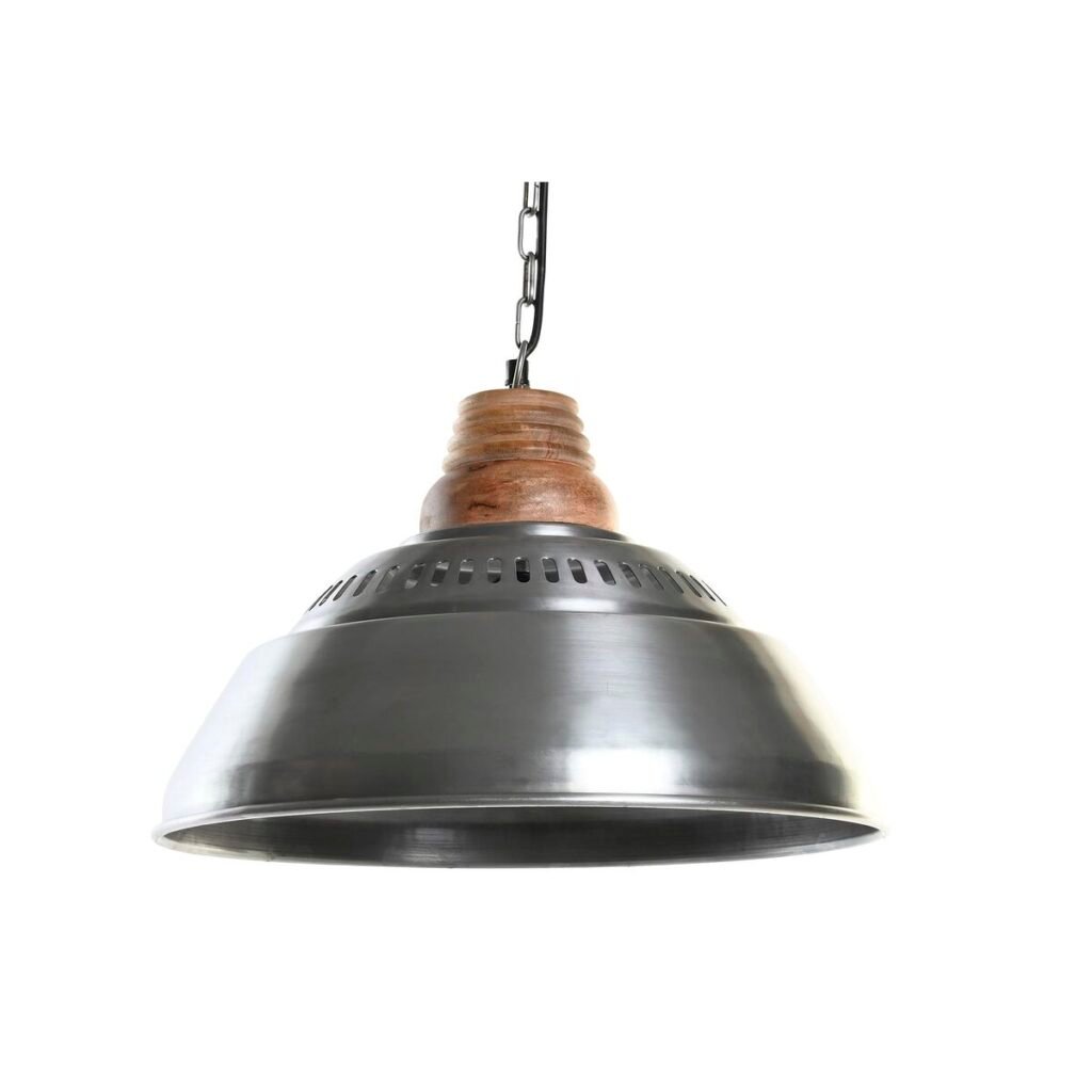 Φωτιστικό Οροφής DKD Home Decor Ασημί Καφέ Σίδερο Ξύλο από Μάνγκο 50 W (43 x 43 x 31 cm)