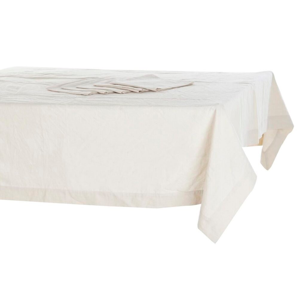 Τραπεζομάντιλο και πετσέτες DKD Home Decor Μπεζ (150 x 150 x 150 cm)