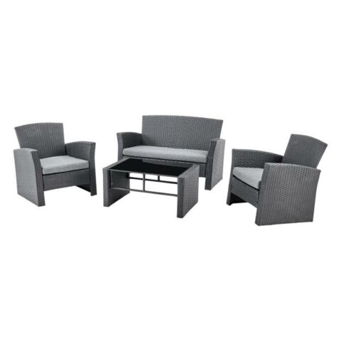 Σετ Τραπέζι με 3 Καρέκλες DKD Home Decor Γκρι 124 x 72 x 75 cm 121 x 63 x 73 cm συνθετικό ρατάν