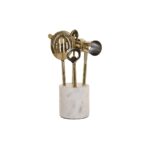σετ αξεσουάρ για κοκτέιλ DKD Home Decor 10 x 3 x 21 cm Ασημί Χρυσό Ανοξείδωτο ατσάλι Μάρμαρο