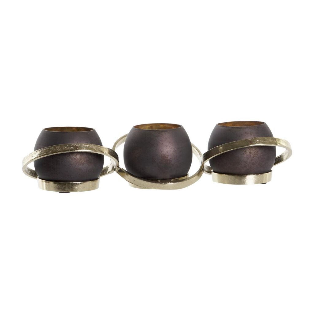 Κηροπήγιο DKD Home Decor Κρυστάλλινο Αλουμίνιο (44 x 15 x 12 cm)