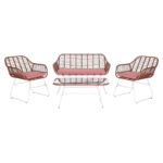 Σετ Τραπέζι με 3 Καρέκλες DKD Home Decor 124 x 74 x 84 cm Μέταλλο συνθετικό ρατάν