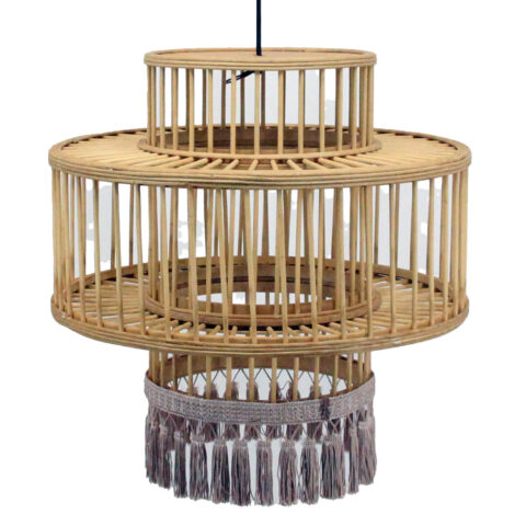 Φωτιστικό Οροφής DKD Home Decor Καφέ Μπεζ 50 W Κρόσσια Urban 220 V 45 x 45 x 46 cm
