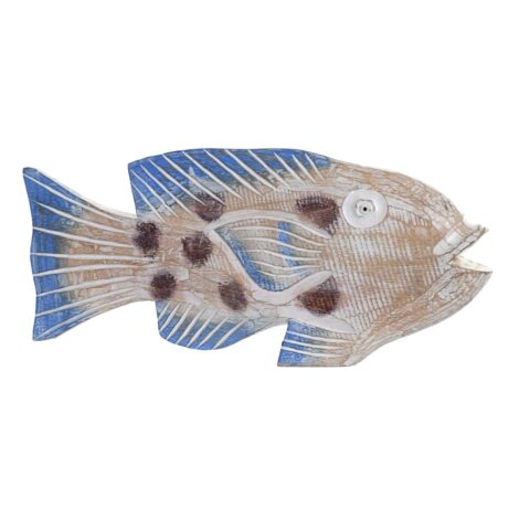 Διακοσμητική Φιγούρα DKD Home Decor 40 x 5 x 18 cm Φυσικό Μπλε Ψάρι Μεσογείακός