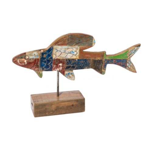 Διακοσμητική Φιγούρα Calypso Ψάρι 51 x 13 x 28 cm Ξύλο Τικ Πολύχρωμο