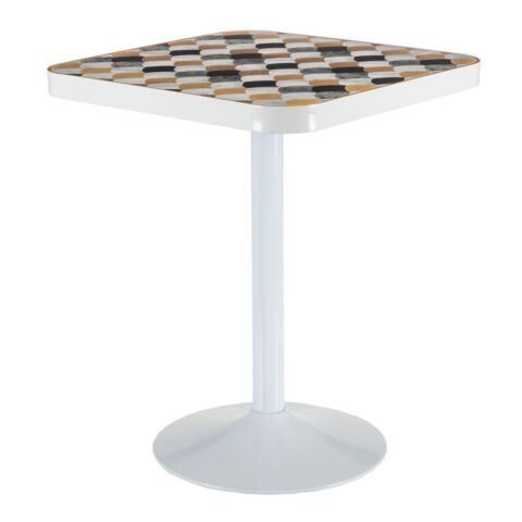 Βοηθητικό Τραπέζι Χρυσό Μέταλλο Λευκό PVC 60 x 60 x 75 cm