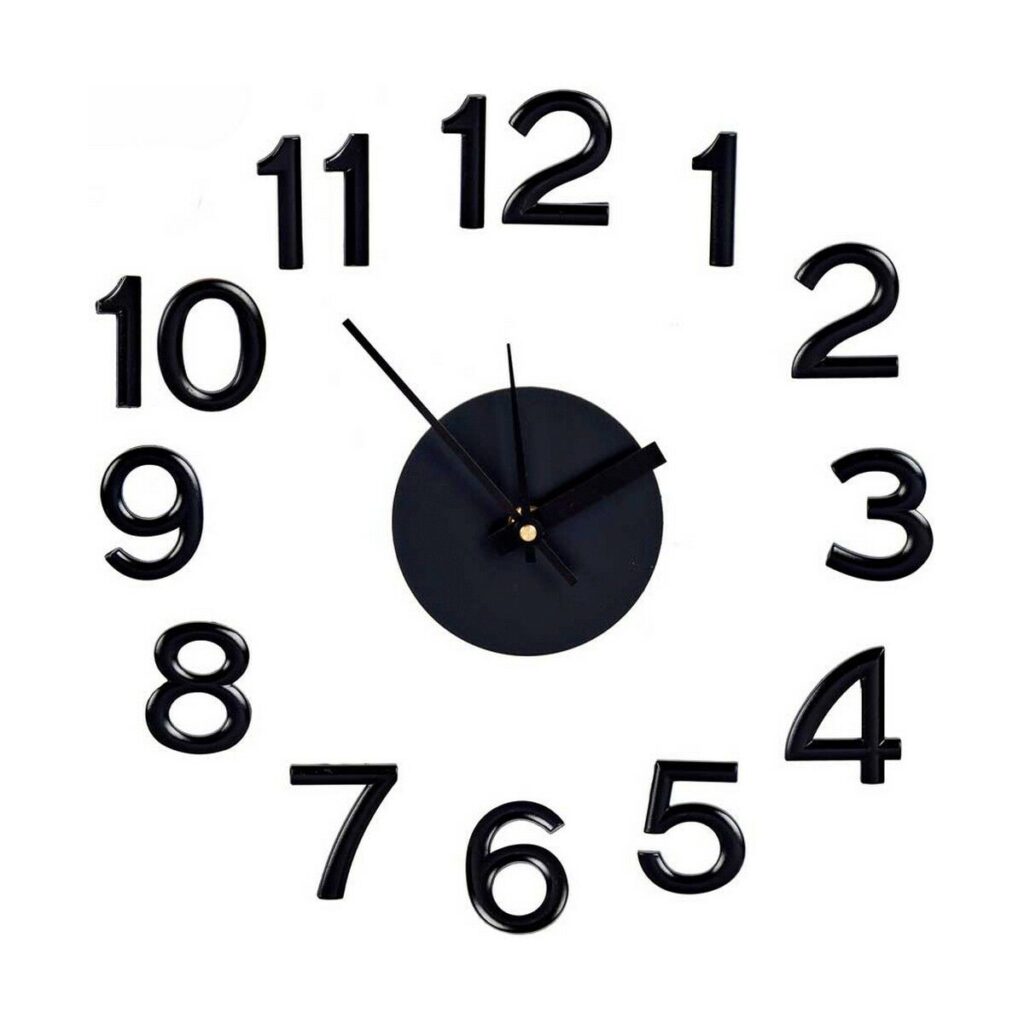 Ρολόι Τοίχου Αυτοκόλλητο Μαύρο ABS Ø 35 cm