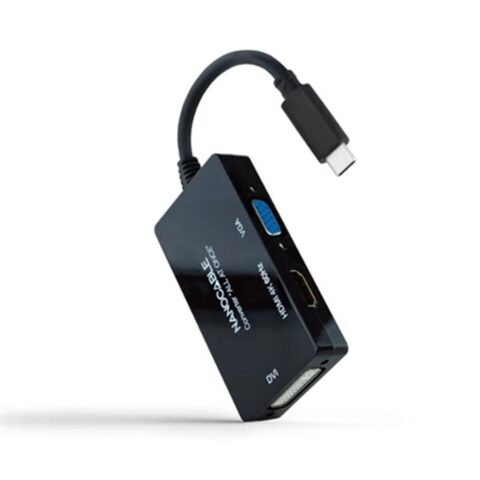 Αντάπτορας USB C σε VGA/HDMI/DVI NANOCABLE 10.16.4301-ALL 20 cm Μαύρο 4K Ultra HD