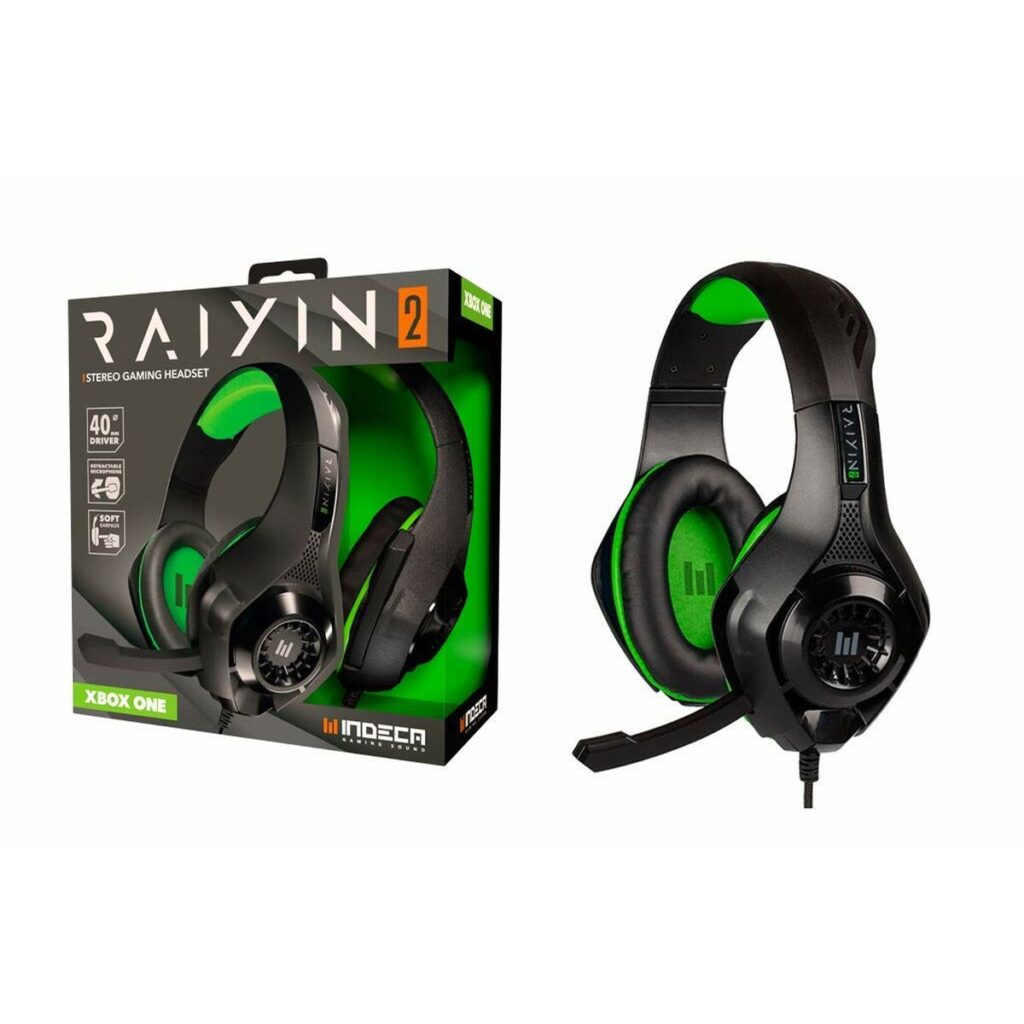 Ακουστικά με Μικρόφωνο για Gaming Indeca Raiyin 2 Μαύρο/Πράσινο