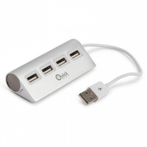 Hub USB 4 Θύρες Quick Media QMH204P Apple HOT SWAPPABLE Λευκό Αλουμίνιο