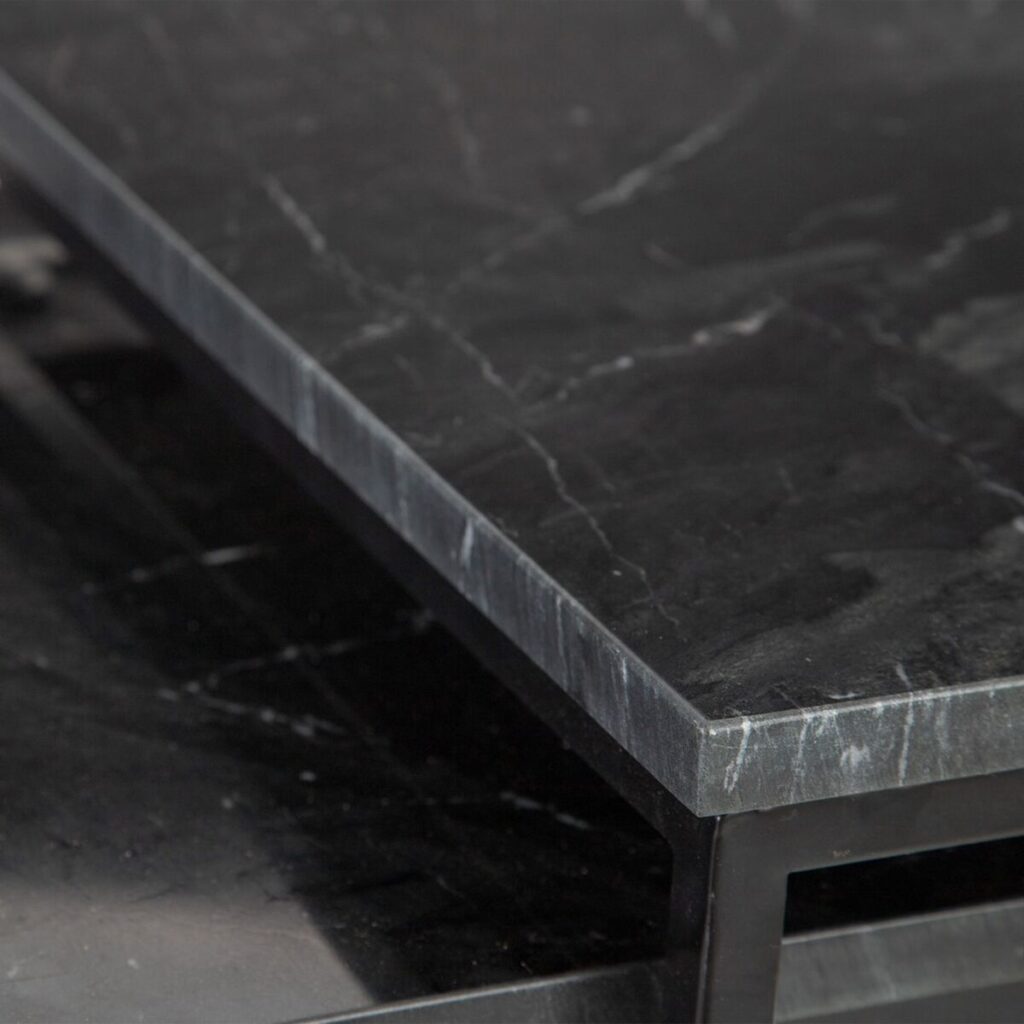 Βοηθητικό Τραπέζι 50 x 50 x 46 cm Μαύρο Μέταλλο Μάρμαρο (x2)