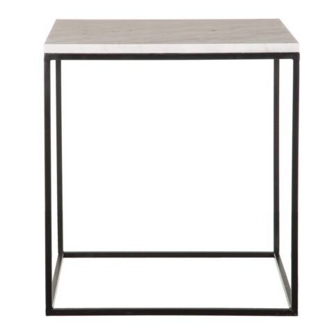 Βοηθητικό Τραπέζι Μαύρο Μέταλλο Λευκό Μάρμαρο 50 x 50 x 55 cm
